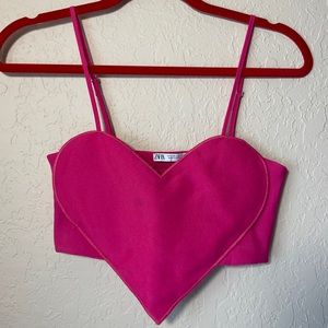 Zara Pink Heart Crop Tank Top